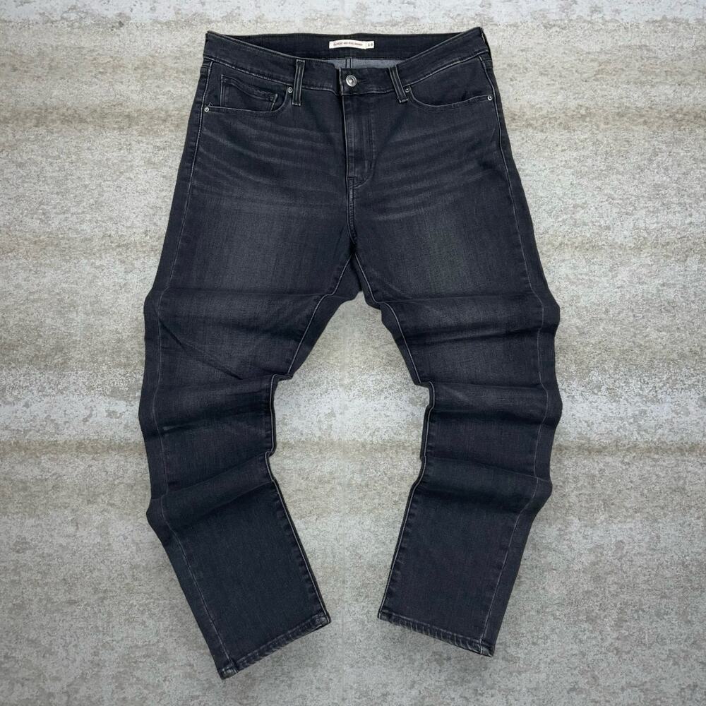 Vintage Y2K Levis Jeans 32x30 Mid Rise Skinny Jet Black Denim Subtle Logo - Picture 2 of 5